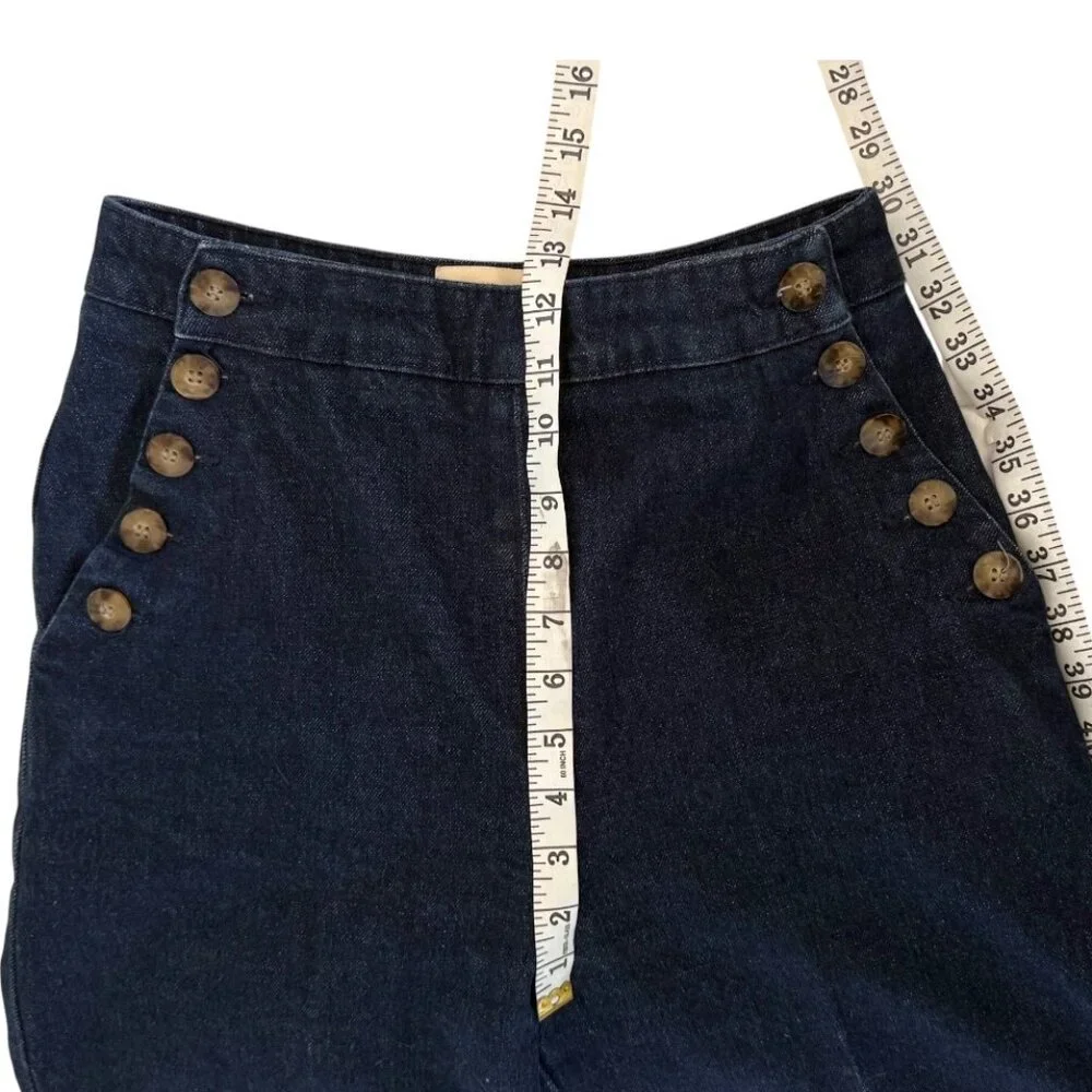 Sézane Marino High-Waist Bridge Trousers – Organic Cotton Denim | Size 36 - Picture 8 of 13